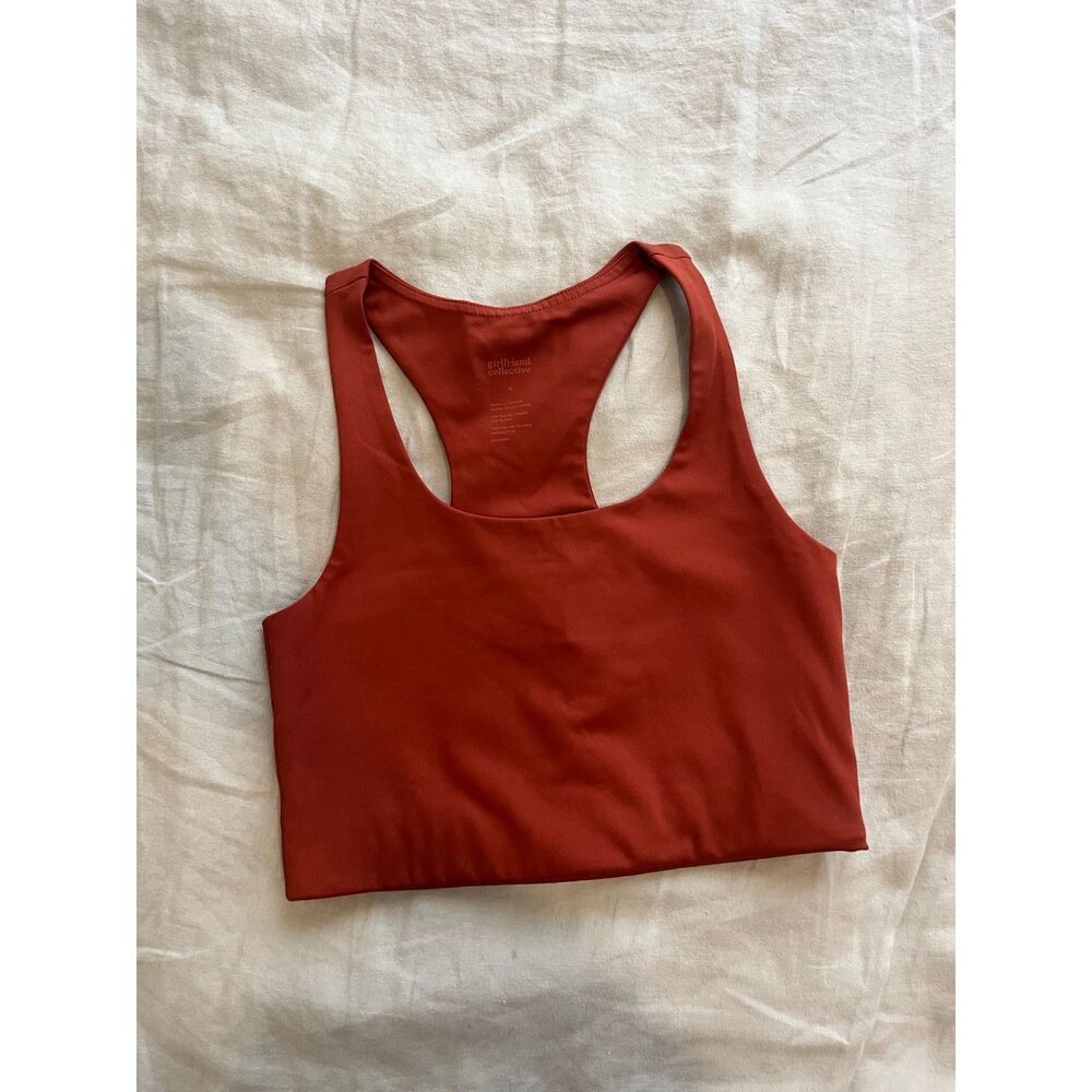 Girlfriend Collective Paloma Racerback Bra in Rust - sz small